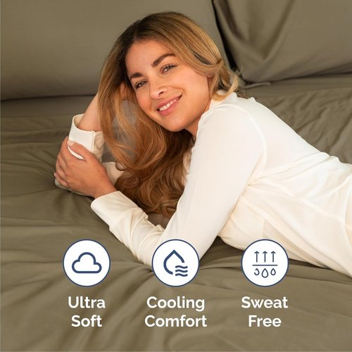 Cal King Size Sheet Set by Hotel Luxury | Comfy, Breathable & Cooling - Ultra-Soft, Deep Pockets - Khaki