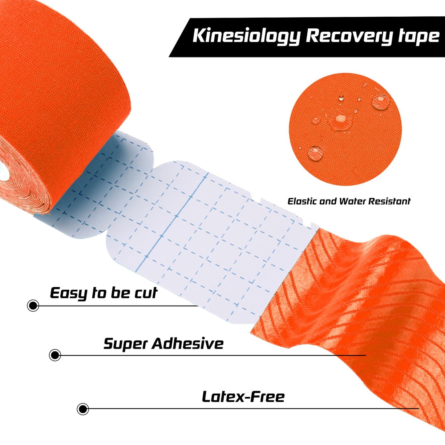 Kinesiology Tape Precut 2 Rolls Pack, Athletic Tape for Muscle Joints Support, 40 Strips for Knee Ankle Shoulder Back, Latex Free and Water Resistant, Orange