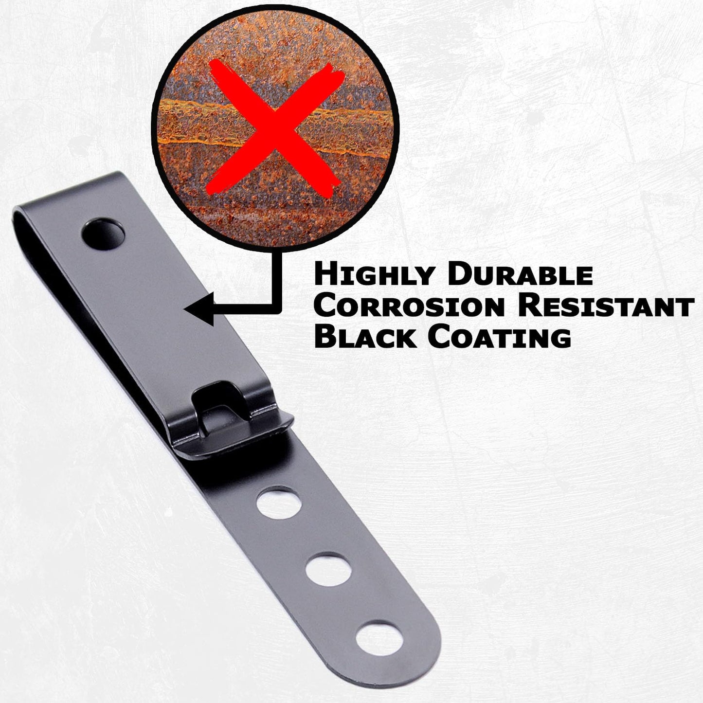 [2 Pack] HolsterSmith Universal Metal Belt Clip for Holster Making, Knife Sheaths, Cell Phone Cases - (3-Hole) - (Tactical Black) - USA