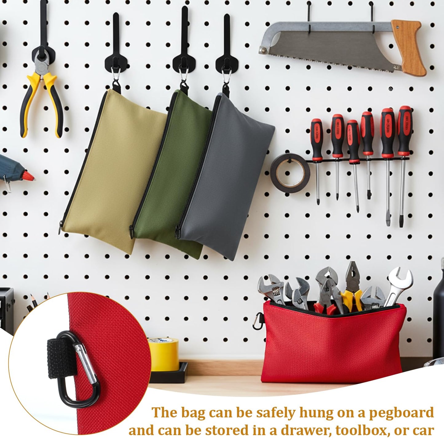 IANFAN 10 Pack Canvas Tool Bag Pouches, Heavy Duty Zipper Pouch Utility Pouches Multipurpose Canvas Tote Pouch Organizer for Storage Items Portable Supplies(12" x 7")