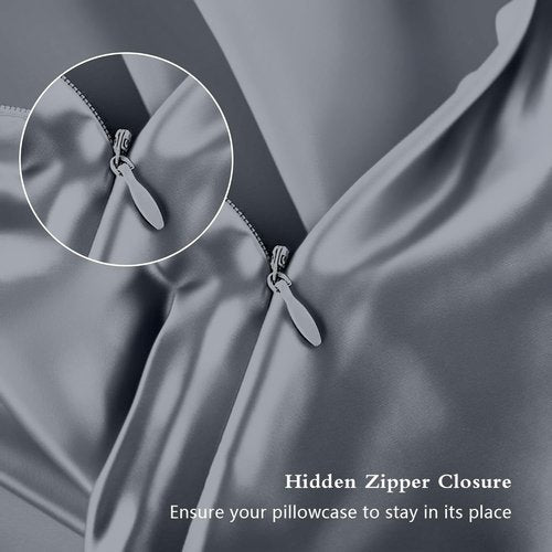 Mulberry Silk Pillowcases | Queen Size Silk Pillowcase for Hair & Skin | Space Grey with Zipper