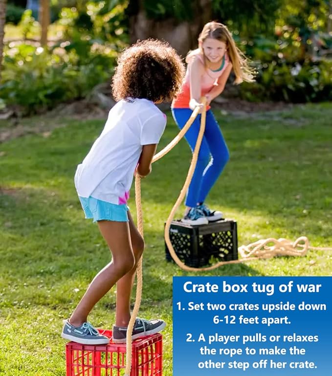 Outdoor Yard Games 40ft Tug of War Rope for Kids, Teens and Adults, Field Day Family Reunion Birthday Party Outside Backyard Lawn Games for Team Building Activities, Khaki