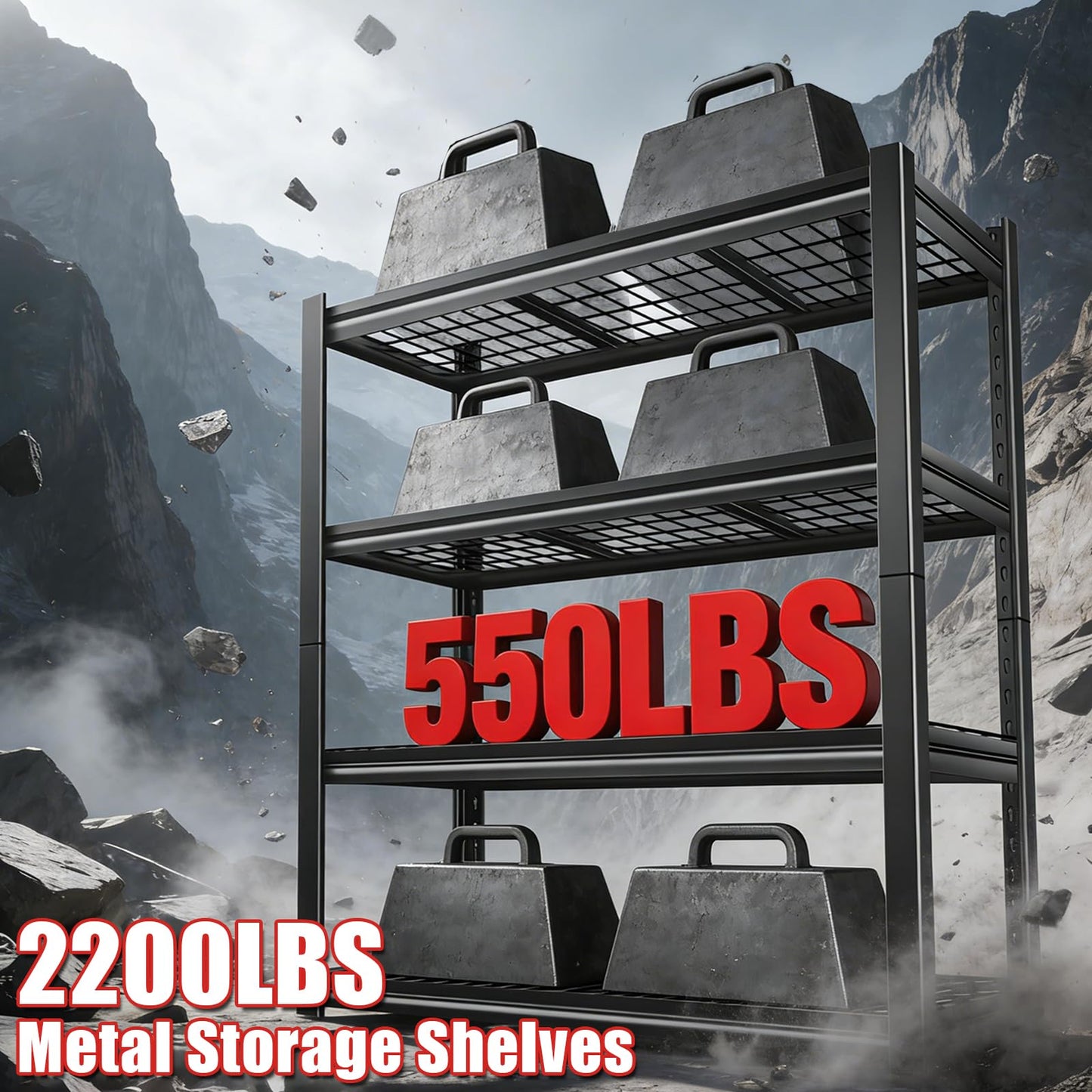 ZEUKMXOO 40W Garage Storage Shelves,2200LBS Metal Storage Shelves,Adjustable Heavy Duty Metal Garage Shelving Units Industrial Shelving for Garage,Basement,Warehouse,19.6" D x 39.37" W x 59.84" H