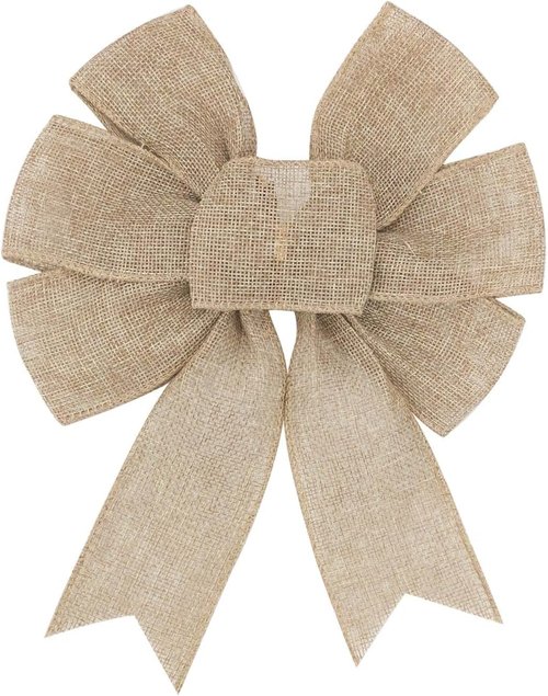 Burlap Wreath - Rustic Jute Bow Christmas Tree Topper Ornament | Perfect for Weddings & Holiday Decor