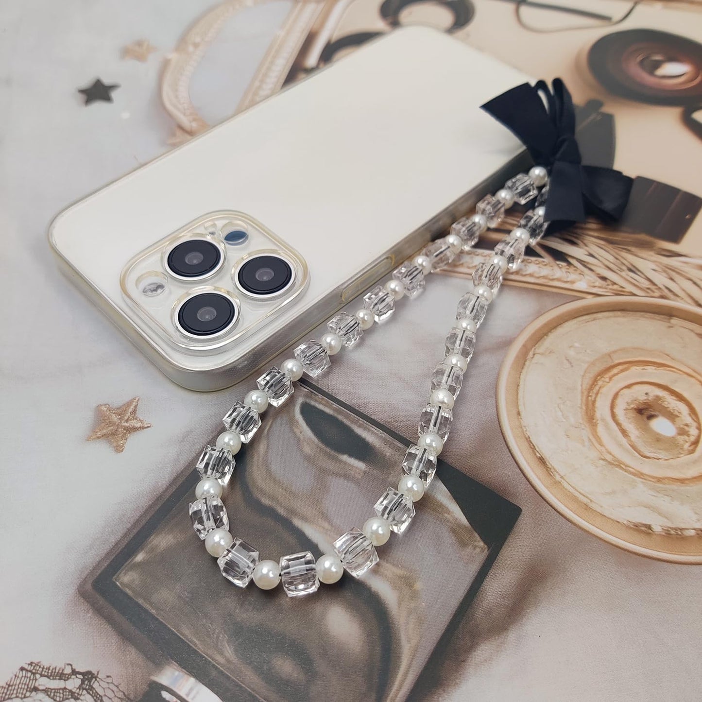 cioatu 2 Pack Phone Charms, Cute Aesthetic Beaded PhoneCharm Strap Phone Lanyard String PhoneChain Accessories for Bag