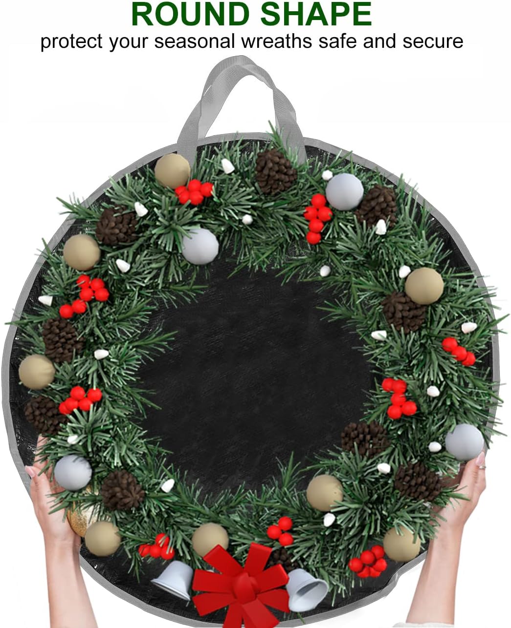 ProPik Christmas Wreath Storage Bag - Heavy-Duty 30" Garland Container with Tear-Resistant Material | 2 Pack, Black