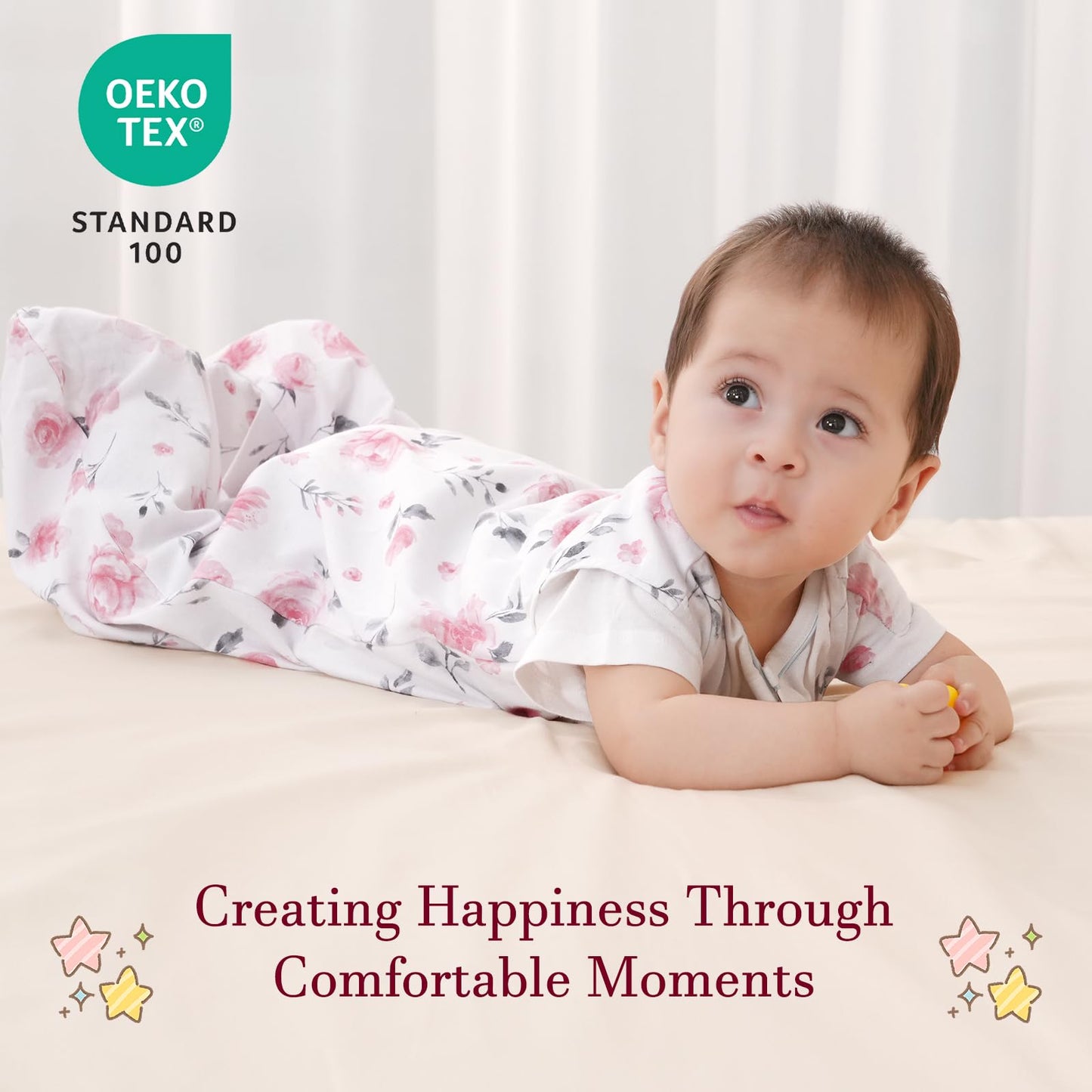 david's kids 3 Pack 100% Organic Cotton Baby Sleep Sack 6-12 Months, Ultra Soft Baby Wearable Blankets with 2-Way Zipper, Comfy Sleeping Bags for Infant Newborn Boys Girls Neutral, Medium Size, Floral