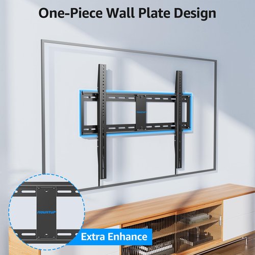 MOUNTUP Fixed TV Wall Mount for Most 50-100" TVs, 1.3” Slim Low Profile TV Mount with Level Design, Heavy Duty Mount for Large TVs, Fits 16"-32" Studs, Max VESA 800x600mm 199 LBS Loading MU0093