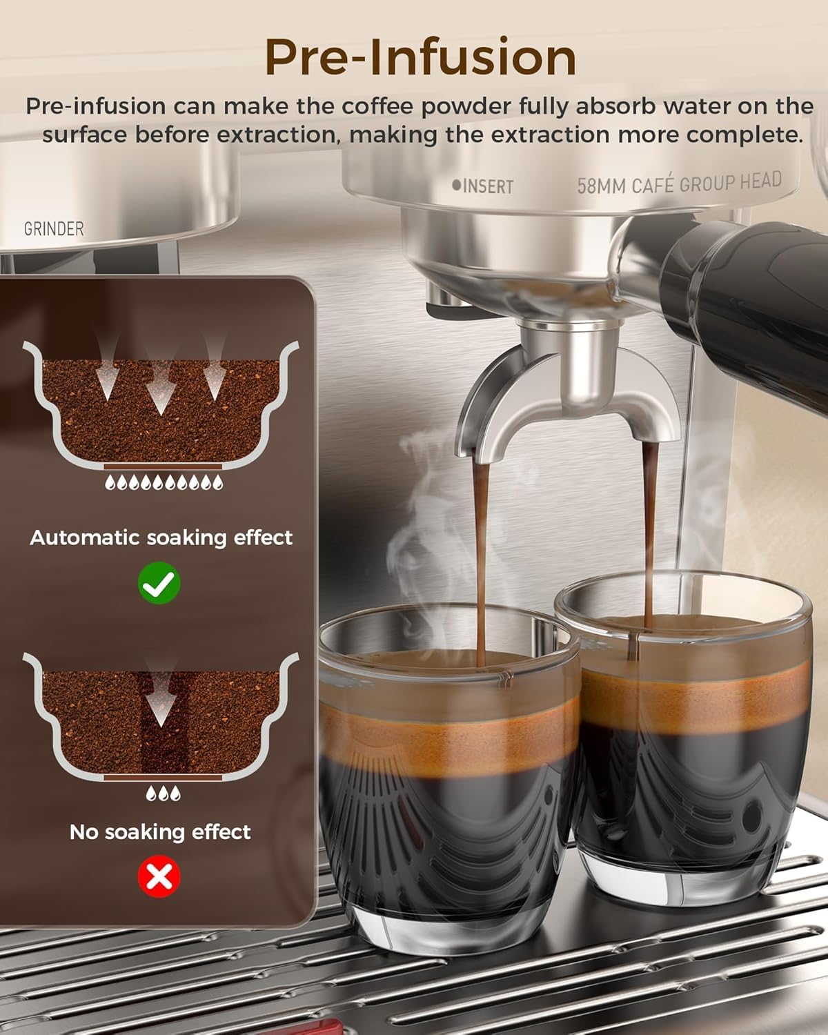 COWSAR (2026 Upgrade) 20 Bar Espresso Machine with Grinder,Expresso Coffee Machines with Milk Frother,Commercial Stainless Steel Expresso Machines for Home,Perfect Cappuccino & Latte