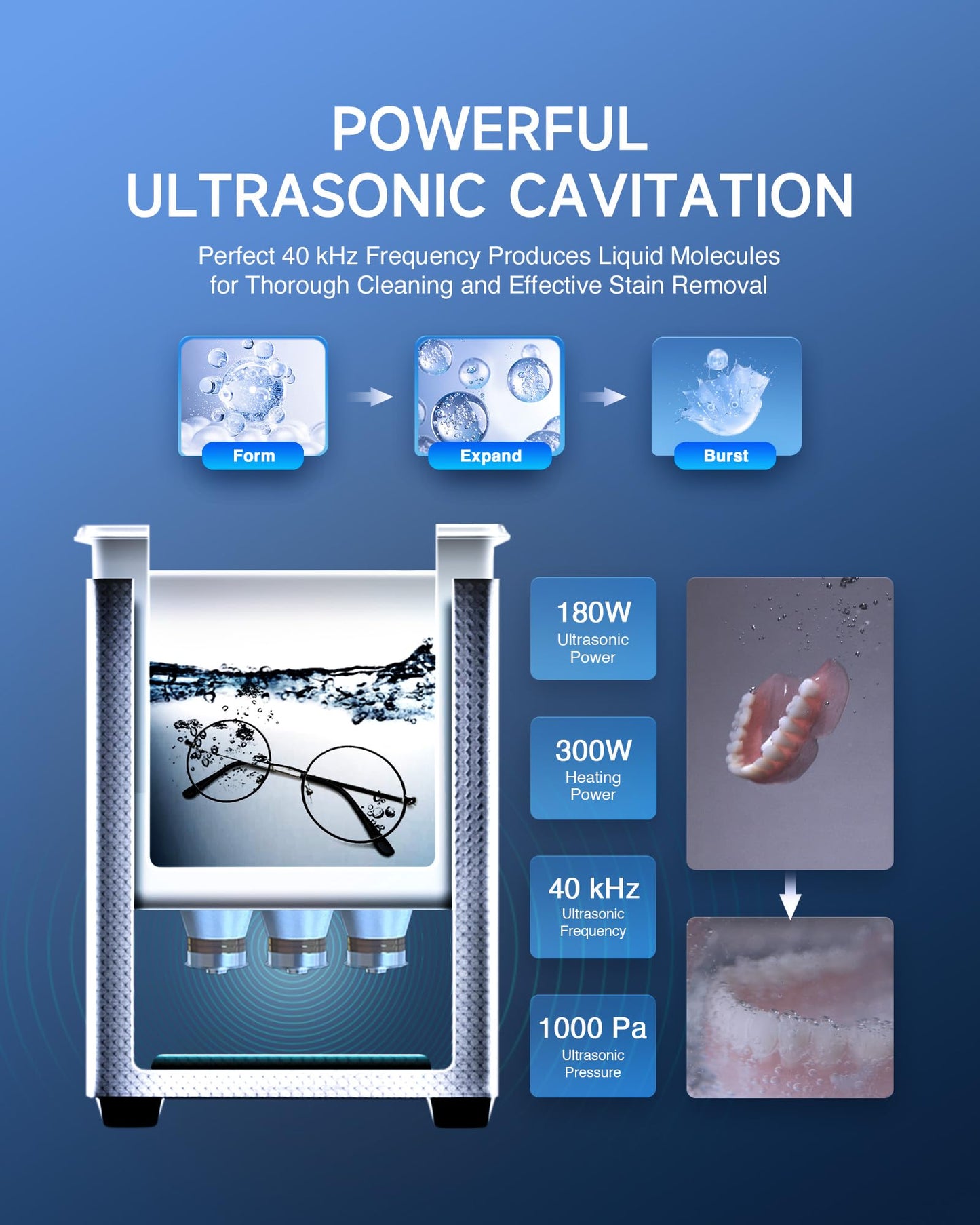 CREWORKS Ultrasound Cleaner with Heater and Timer, 1.6 gal Digital Sonic Cleaning Machine, 180W 6L Stainless Steel Jewelry Cleaner for Professional Tool Glasses Watch Retainer Denture Parts Cleaning