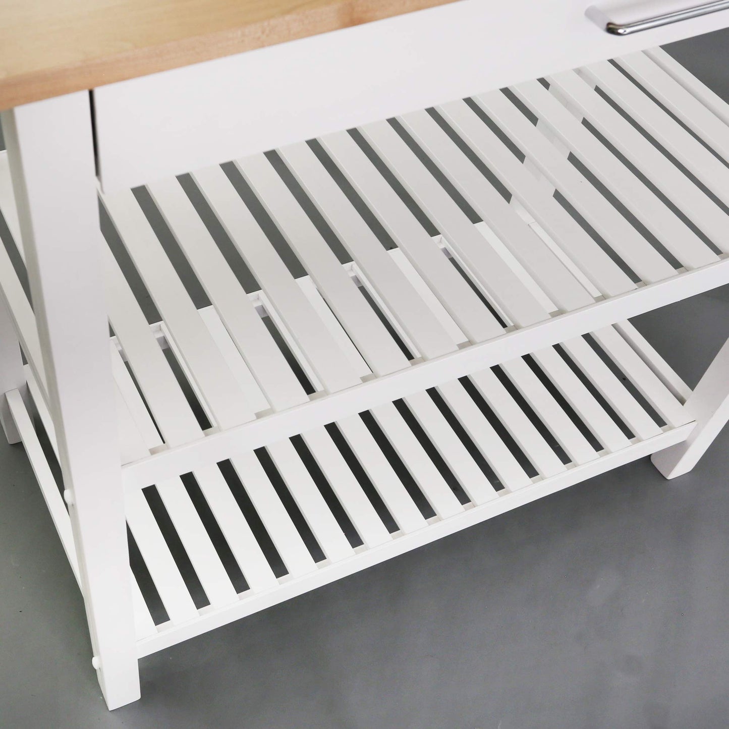 Casual Home Solid Wood Kitchen Island, Natural Maple Top, White Base (New) 40*20*36.5inch