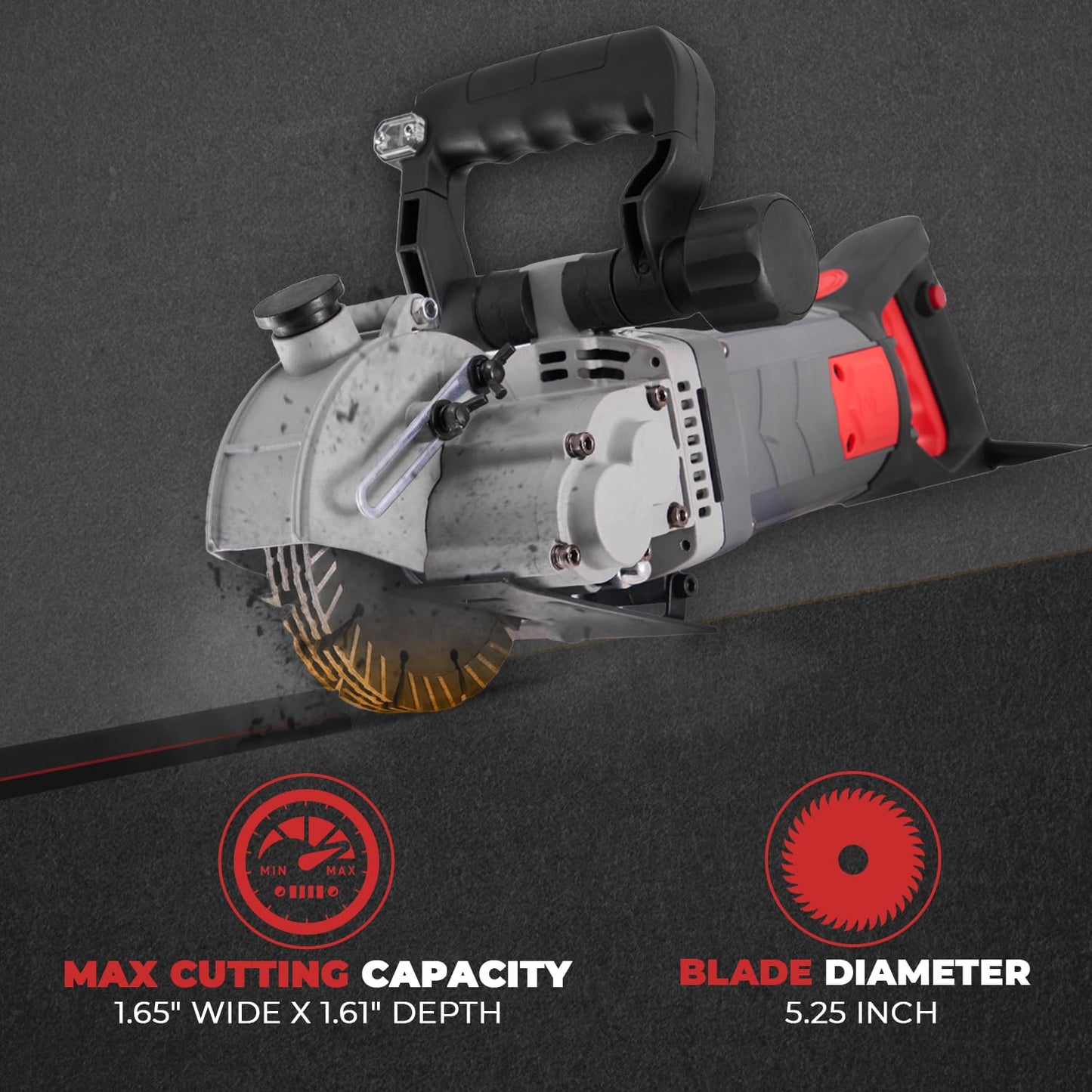 XtremepowerUS Wall Chaser Cutting Machine Wall Concrete Grooving Cutting w/Water Line Dust Port Infrared Sighting (Slotting Machine)