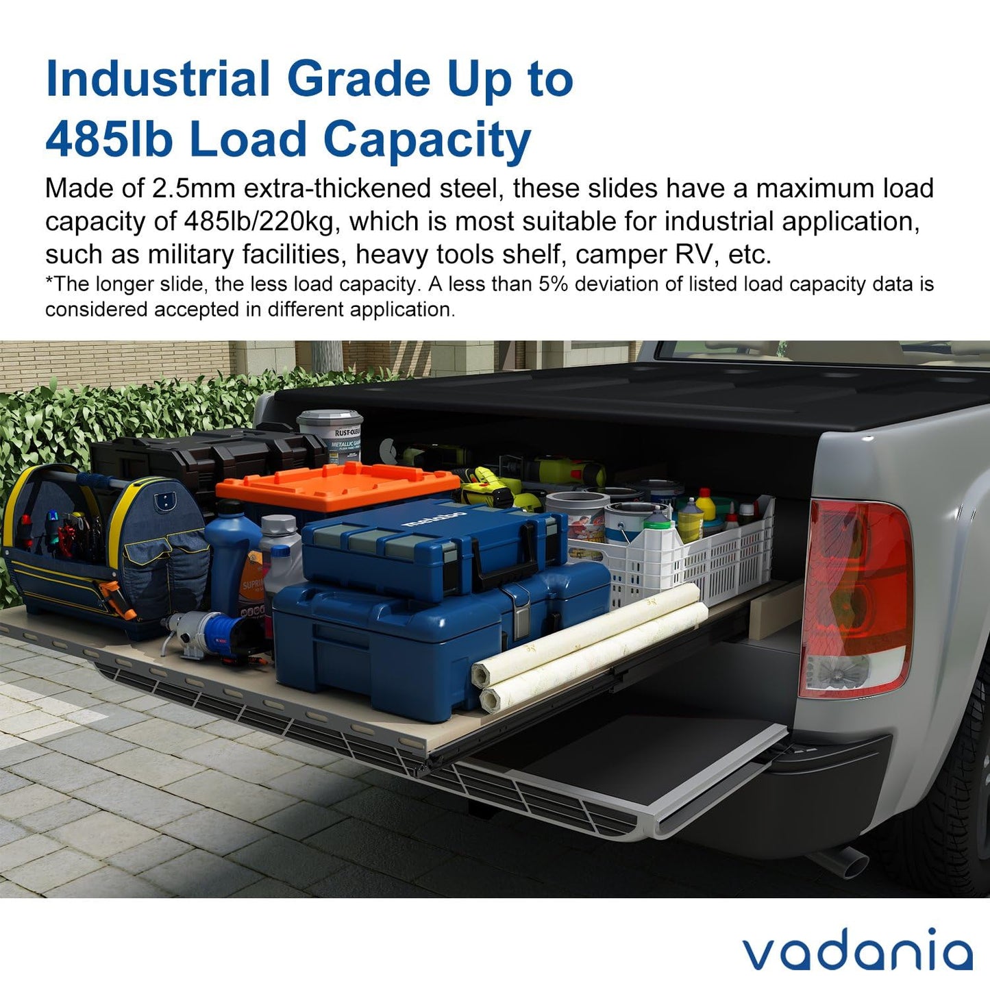 VADANIA 48" Ultra Heavy Duty Drawer Slide with Lock #D76, 3" Widening Black-electroplated Cold-Rolled Steel, Industrial Grade Heavy Load Capacity, 3-Fold Full Extension, Side Mount, 1-Pair