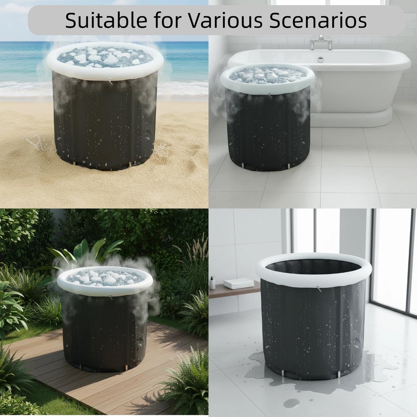 Nygira 105 Gallons Ice Bath Tub with Lid, Portable Foldable Cold Plunge Tub for Muscle Recovery, Large Capacity for Indoor & Outdoor Use