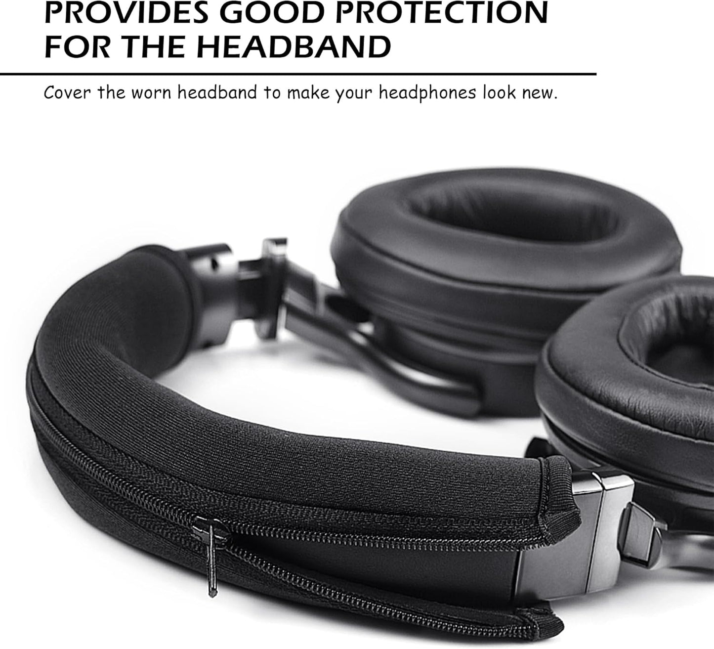 BlingKingdom Zippered Headband Cover for Headphones - Black