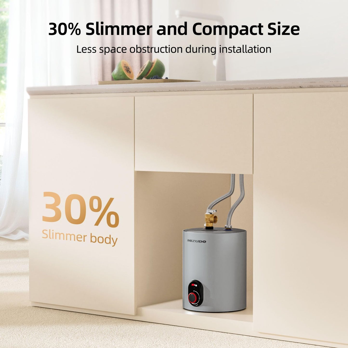 MIZUDO Electric Hot Water Heater Tank 10 Gallon with Small Hot Water Heater 1.5 Gallon