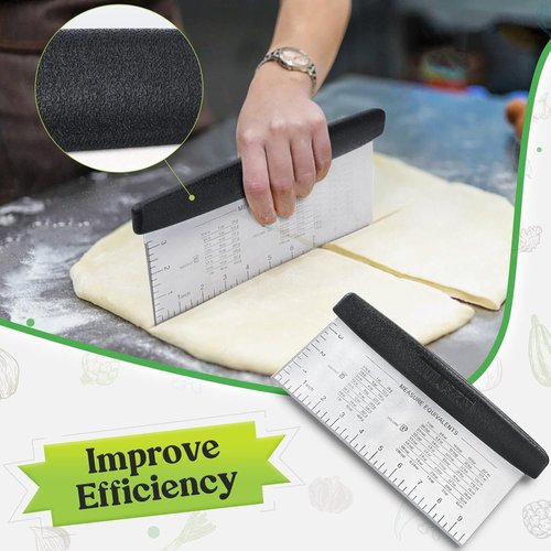 HULISEN Large Bench Scraper - 10-Inch Stainless Steel Dough & Pastry Cutter with Measuring Scale