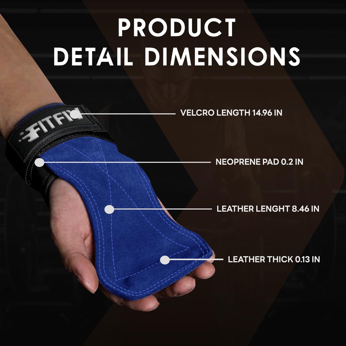 FITFIV Weight Lifting Wrist Strap, Double Leather Weightlifting Wrist Straps for Gym Strength Training, Neoprene Padded Wrist Wraps - for Men & Women (Pair)