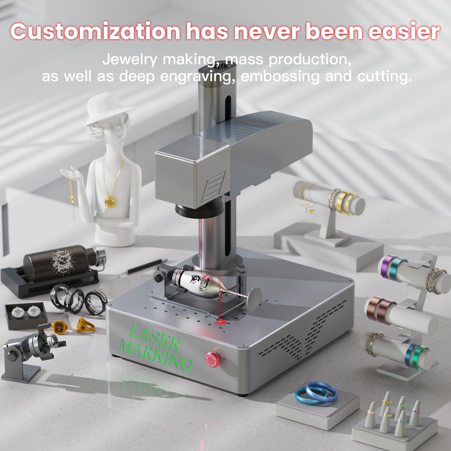 Mr.Carve S4-30W Fiber Laser Marking Machine for Metals&Jewelry&Plastics,Fiber laser engraver with Lightburn compatibility