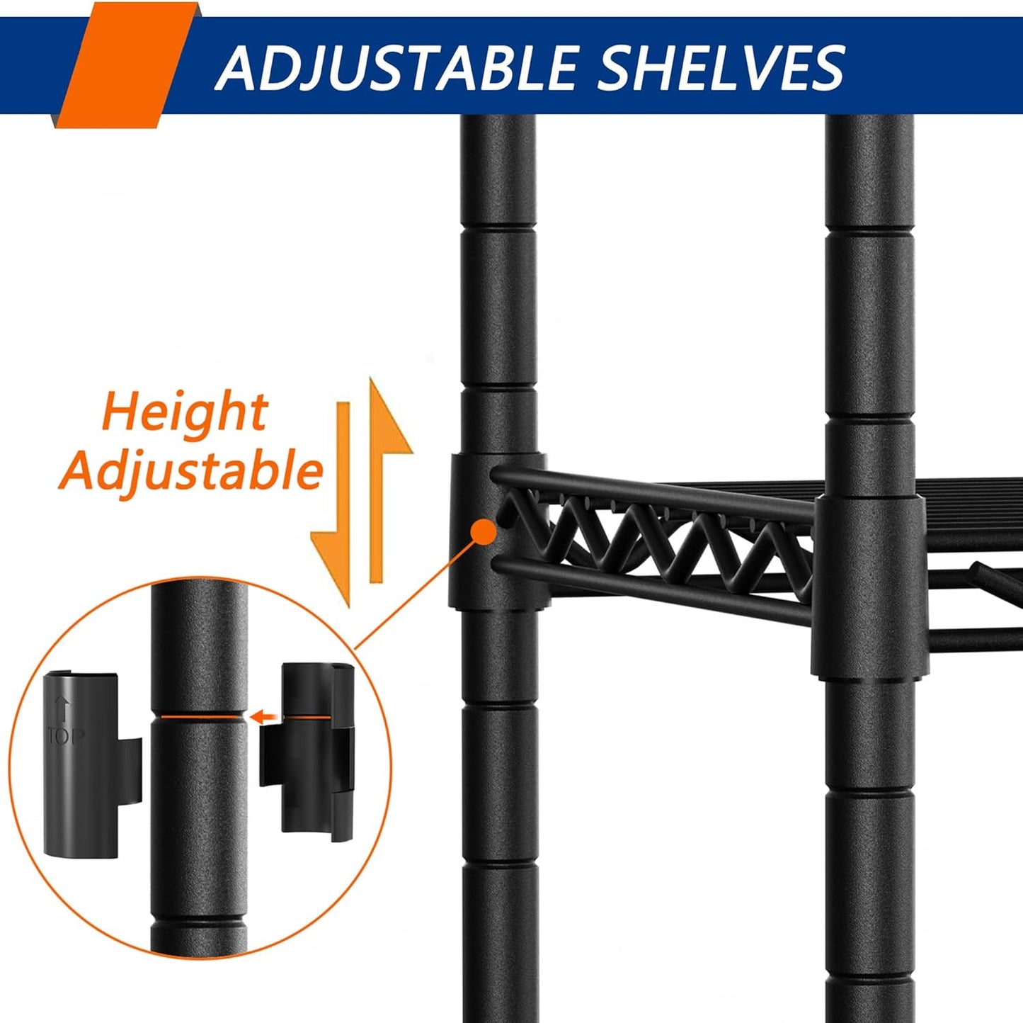 Regine Switzerland 4-Shelf Heavy Duty Storage Shelving Unit - Adjustable Metal Organizer Rack for Laundry, Bathroom & Kitchen | Black