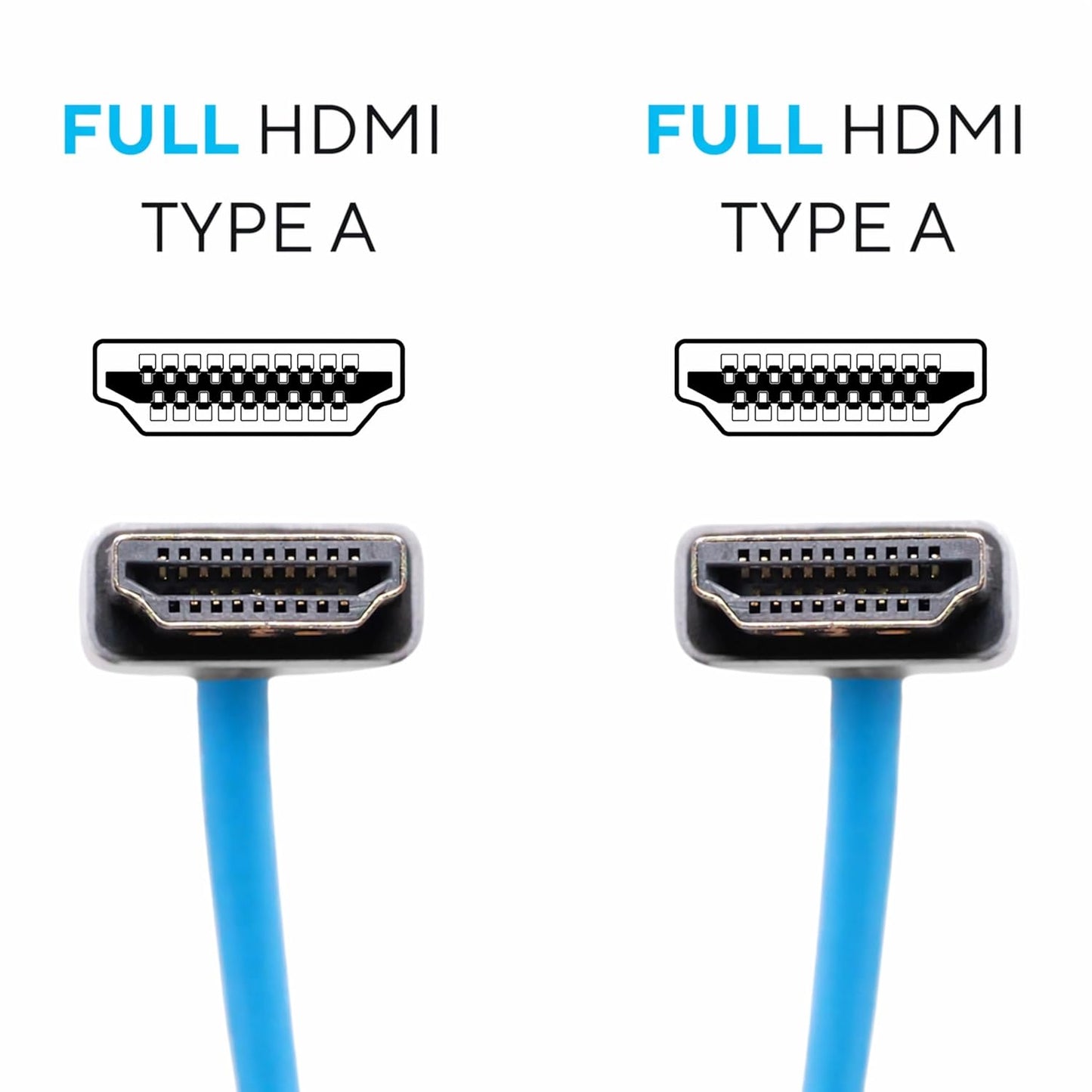 2.0 12"- 24" 4K 60Hz 18Gbps, 3D, KONDOR BLUE | Full HDMI Type A Male to Male Coiled Braided Cable | HDR, Reinforced |