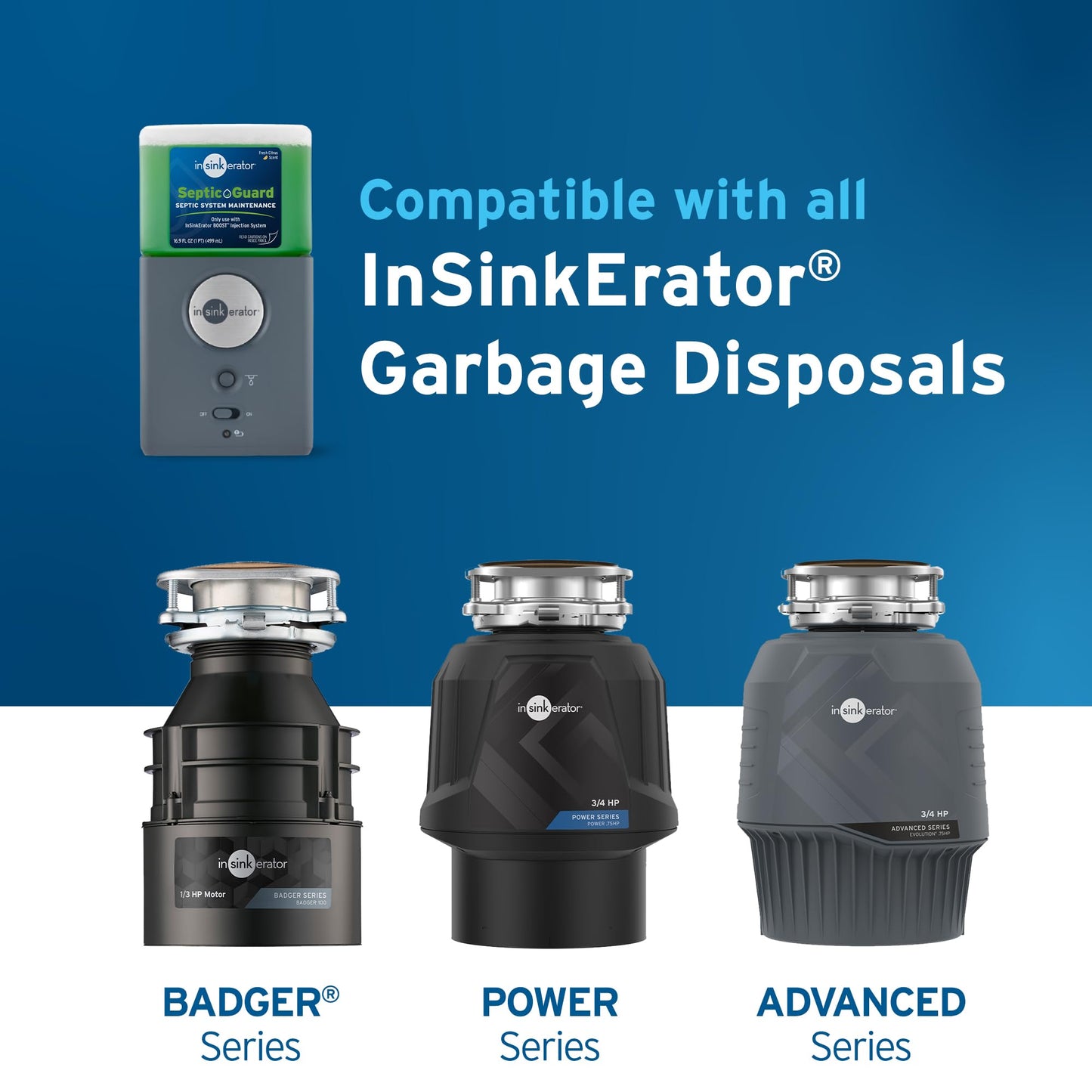 INSINKERATOR BOOST Injection System with Septic Guard Solution, Septic System Maintenance for INSINKERATOR Garbage Disposals, BST-SG