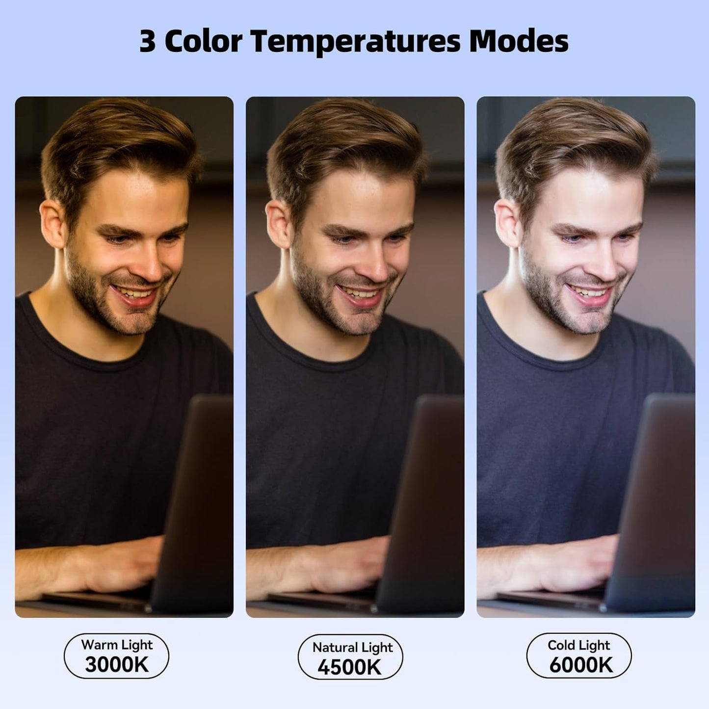 Takerers 3 10 (1-Pack) Video Conference Lighting, Webcam Light with Remote & Touch Control, Color Temperature, Level