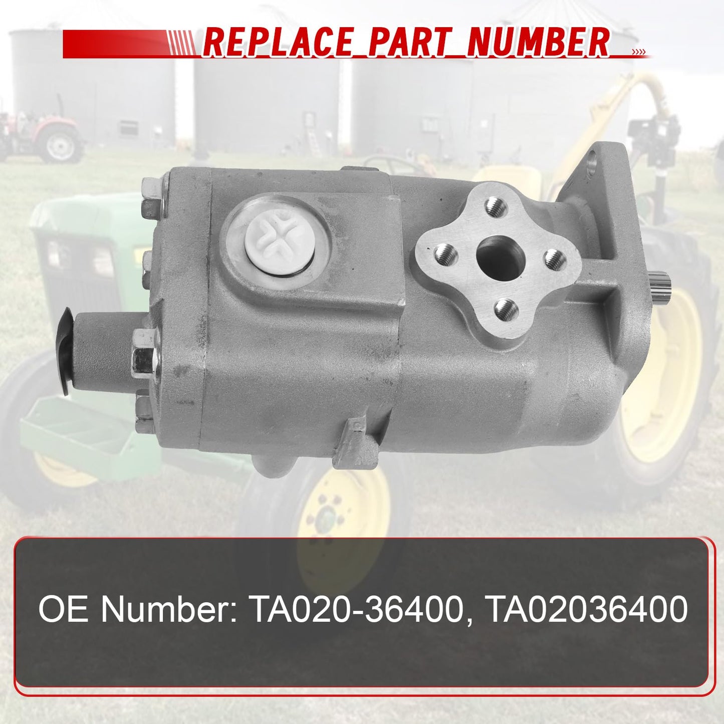 Worldthump Hydraulic Pump, TA020-36400 TA02036400 Replacement for Kubota Tractor L2900DT L3010DT L3300DT L3410DT Tractor Accessory