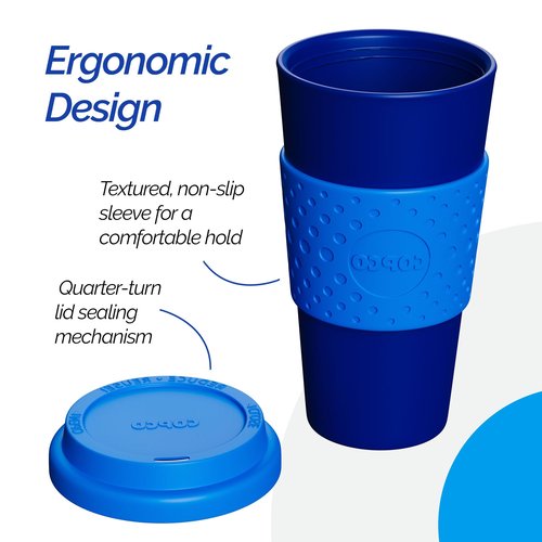 Copco Acadia 16oz Travel Mug with Lid, Set of 2 Double Wall Insulated Tumbler, Non-Slip Sleeve and BPA-Free - Microwave & Dishwasher Safe, Reusable Plastic To Go Travel Coffee Mug (Navy/Blue)