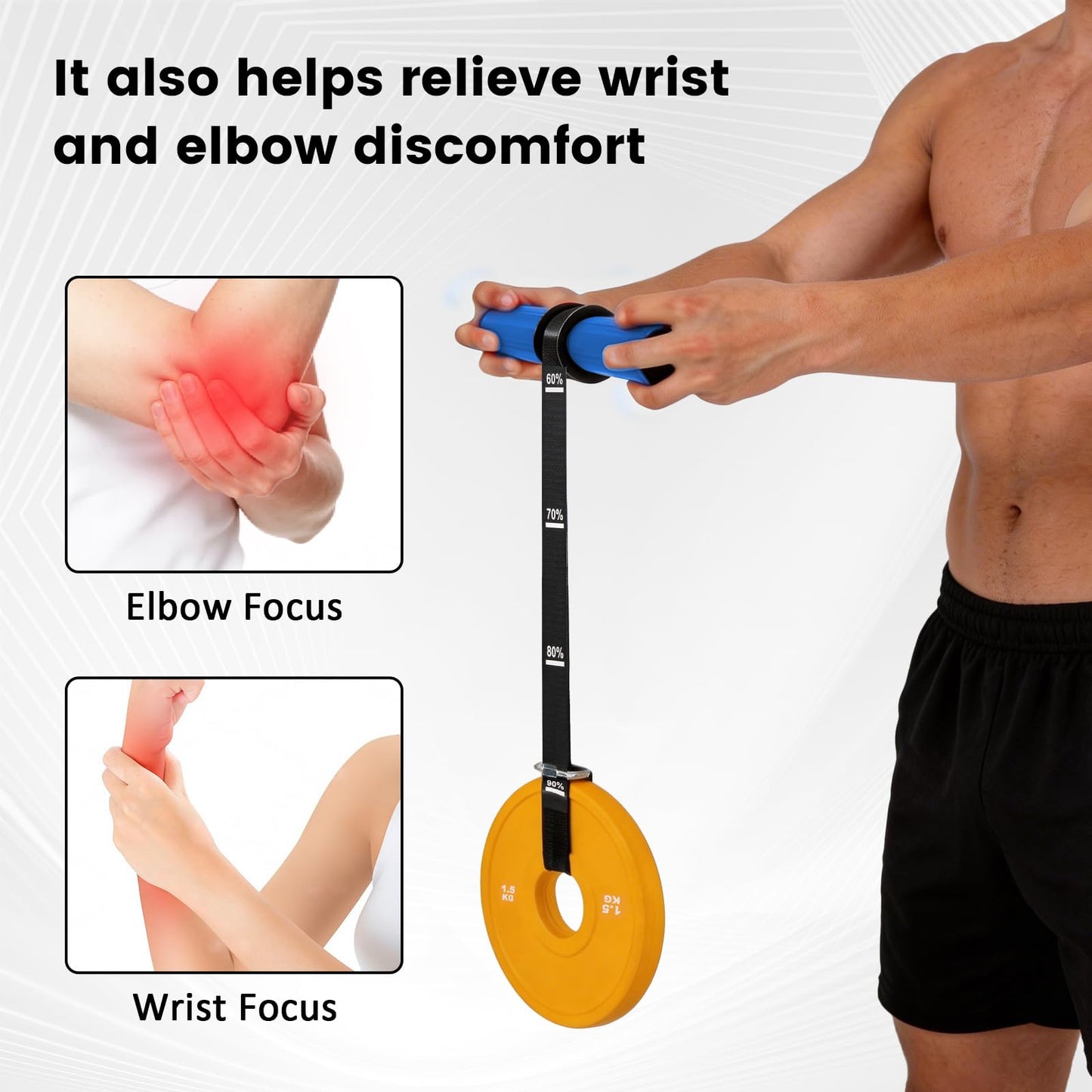 LIZAAL Forearm Strengthener & Wrist Roller，Forearm Exerciser with Thicker Silicone Handle, Forearm Trainer with Heavy-Duty Nylon Strap, Ideal for Muscle building,Grip Strength and Recovery Training - Blue