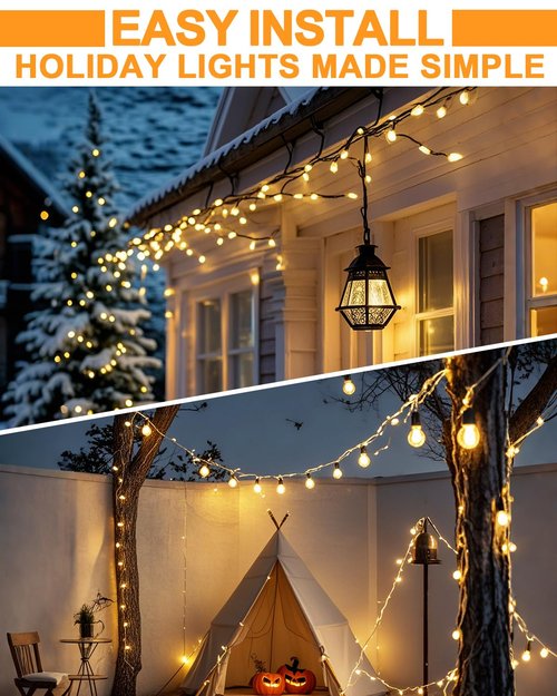 ispneay Light Clips for Outside String Lights: 24 Pack Adhesive Hooks for Outdoor String Lights - Outdoor Light Clips for Patio Balcony Fence - Rope Led Light Strip Christmas Decor Hooks
