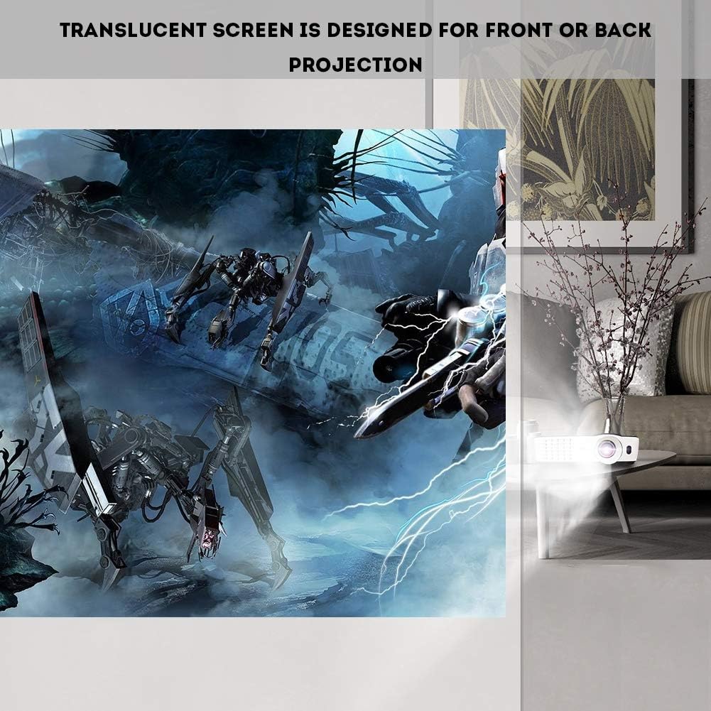 Zopsc 60-120 Inch 16:9 Anti-Reflective(84inch) Portable Projection Screen White Synthetic Polyester Fabric Projector