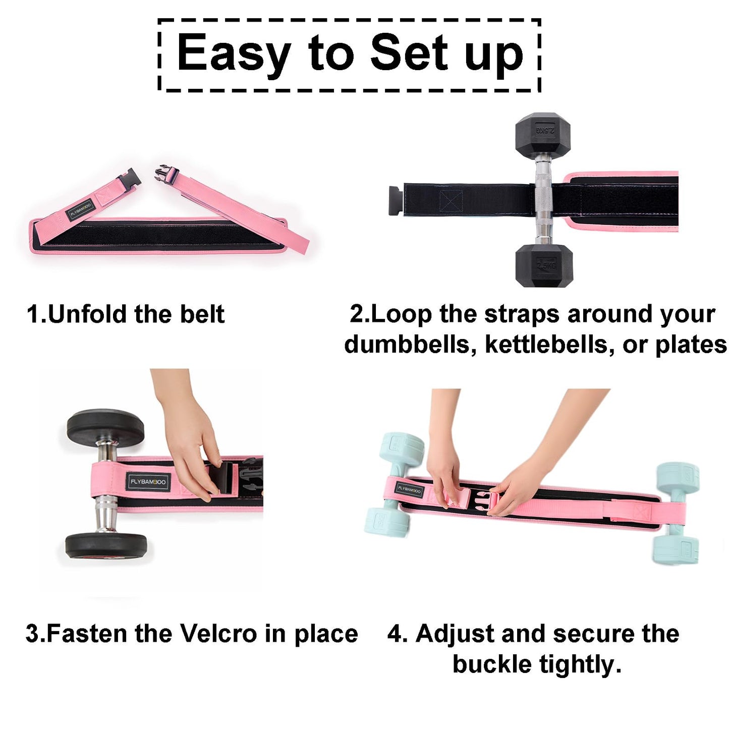 Hip Thrust Belt for Weights and Ankle Resistance Bands with Cuffs for Working Out,Hip Thrust Belt for Dumbbells Heavy, Kettlebells, Plates,Hip,Leg and Booty Builder, Glute Bridge Band (Pink)