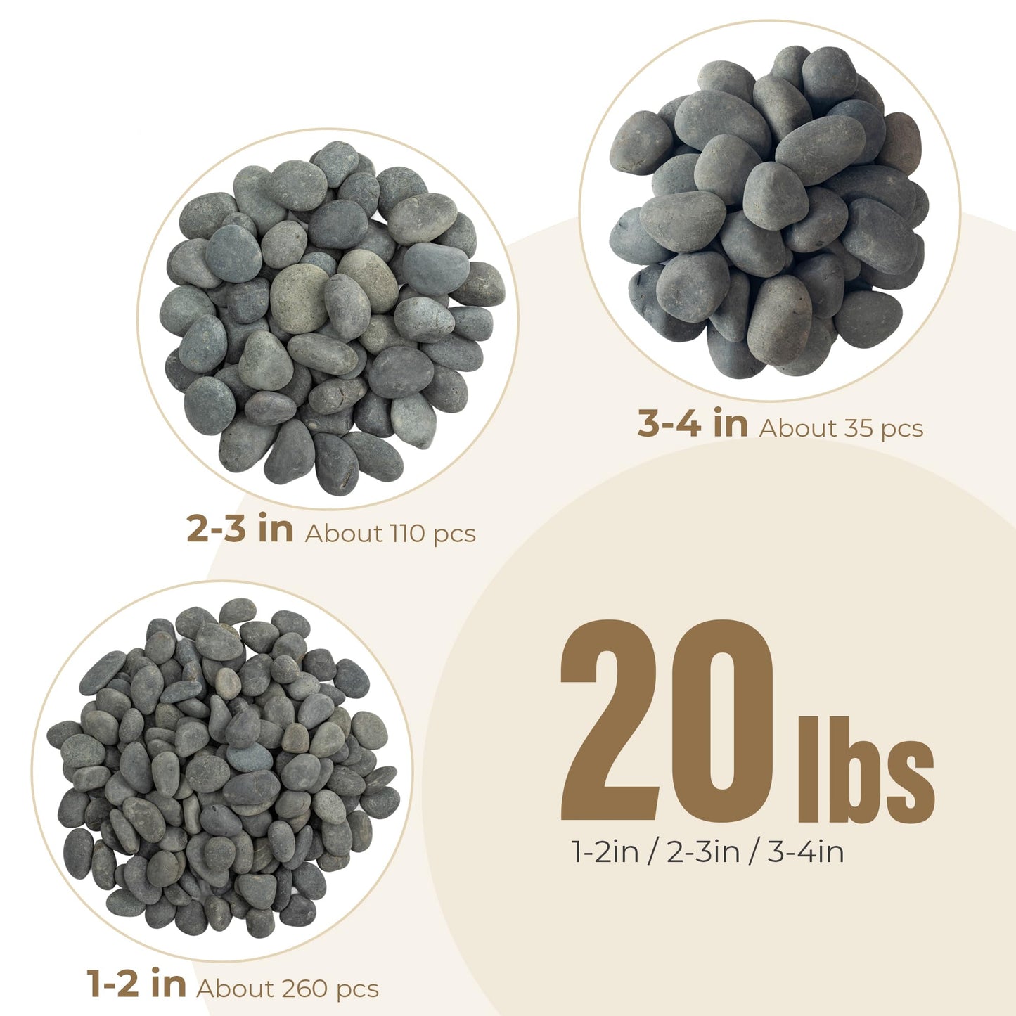 VINICS 40lbs Large Black River Rocks, 3-4 Inch Natural Unpolished Bulk Pebbles for Landscaping, Hand-Picked Premium Stones for Garden Design Fish Tank, Pathways and Backyard