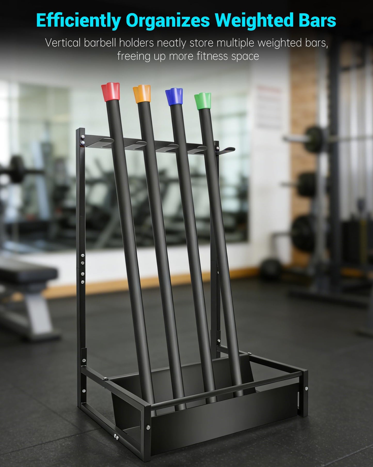 Weighted Bar Rack, Vertical Barbell Holder Suitable for Storing and Organizing Weighted Bar Equipment, Barbell Storage Rack Can Hold Multiple Weighted Barbells Upright