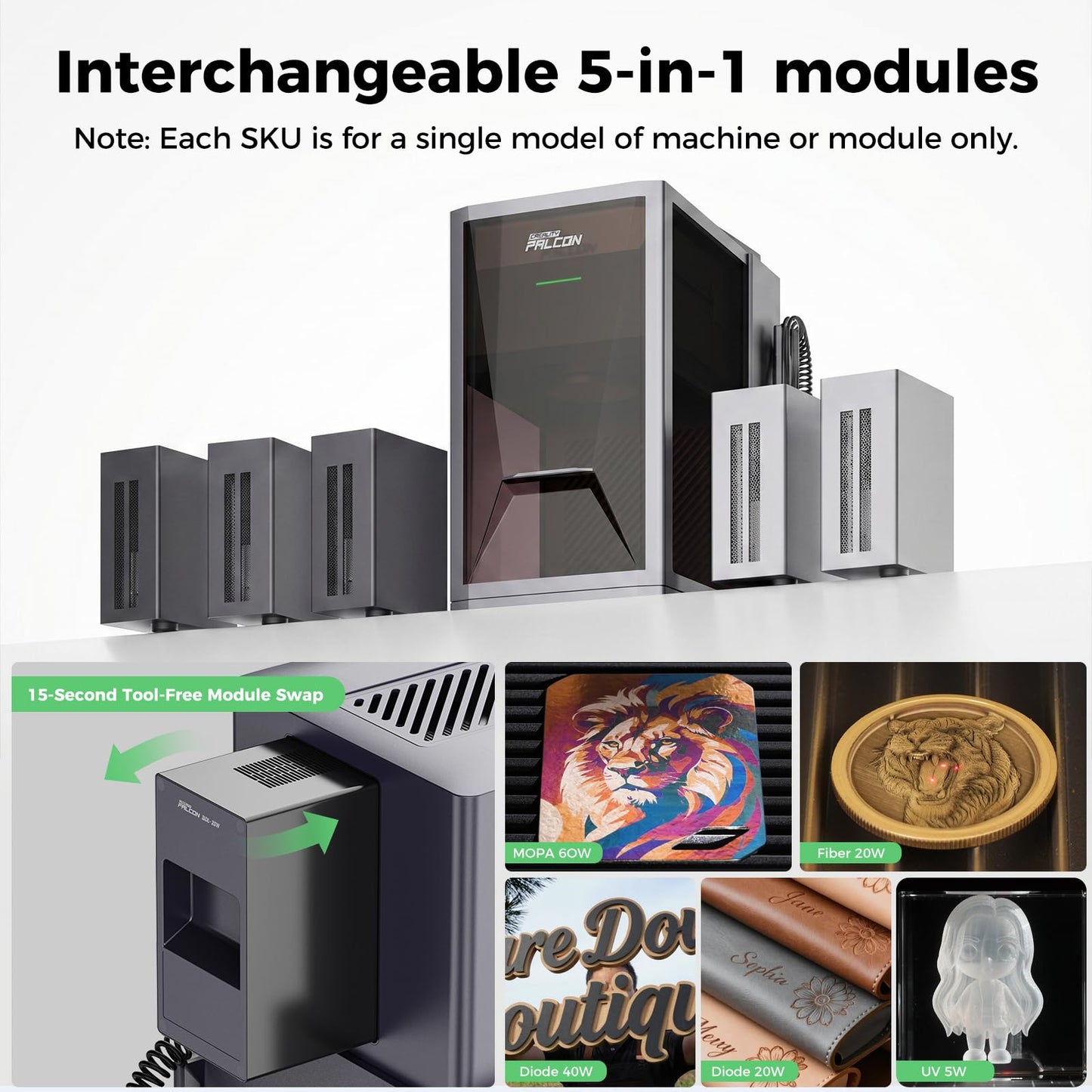 Creality Falcon T1 20W Fiber Laser Engraver, 10000mm/s Ultra Fast Laser Engraver and Cutter Machine for Metal,Wood,Jewelry,HD Smart Camera,Class 1 Certification, Auto Feed&Convey,AI Powered Simplicity