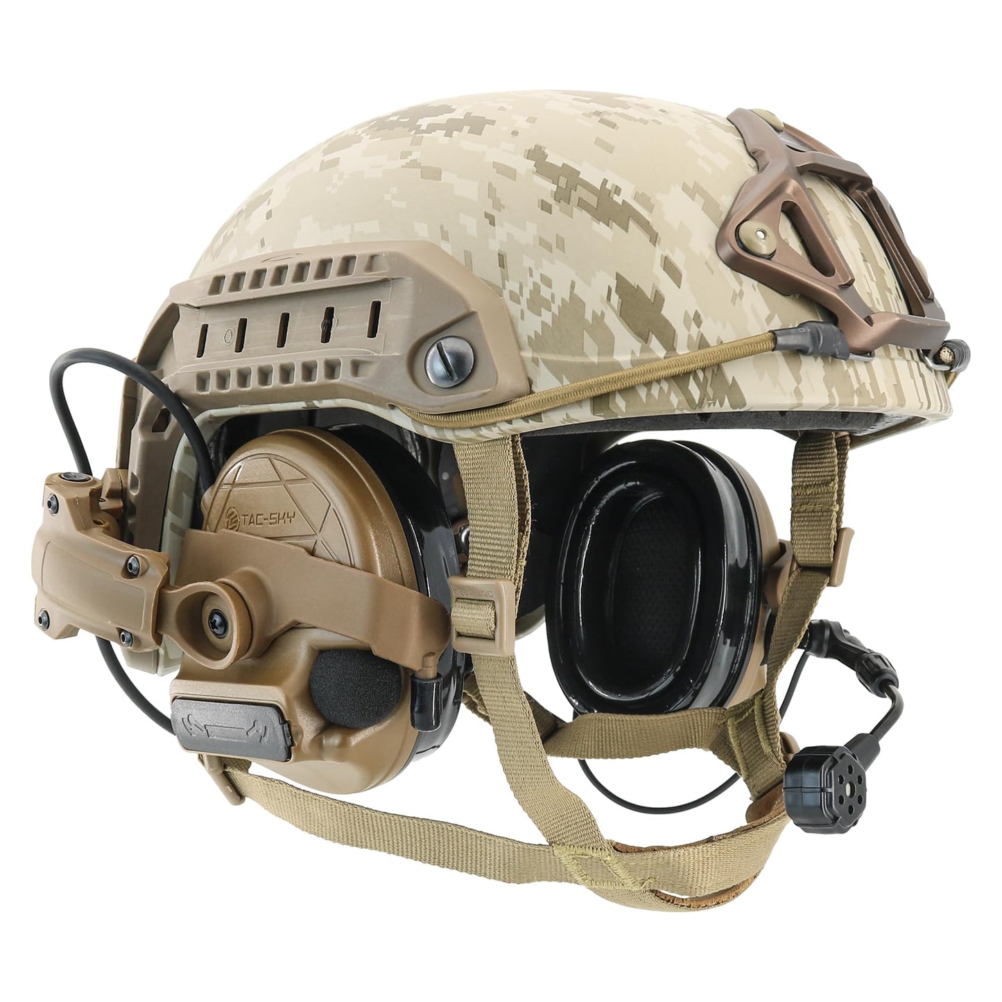 Hearangel Tactical Headset C5 PRO w/ARC Rail Adapter 2.0 Hearing Protection Sound Pickup U94 PTT Detachable Cable for Airsoft (Coyote Brown)