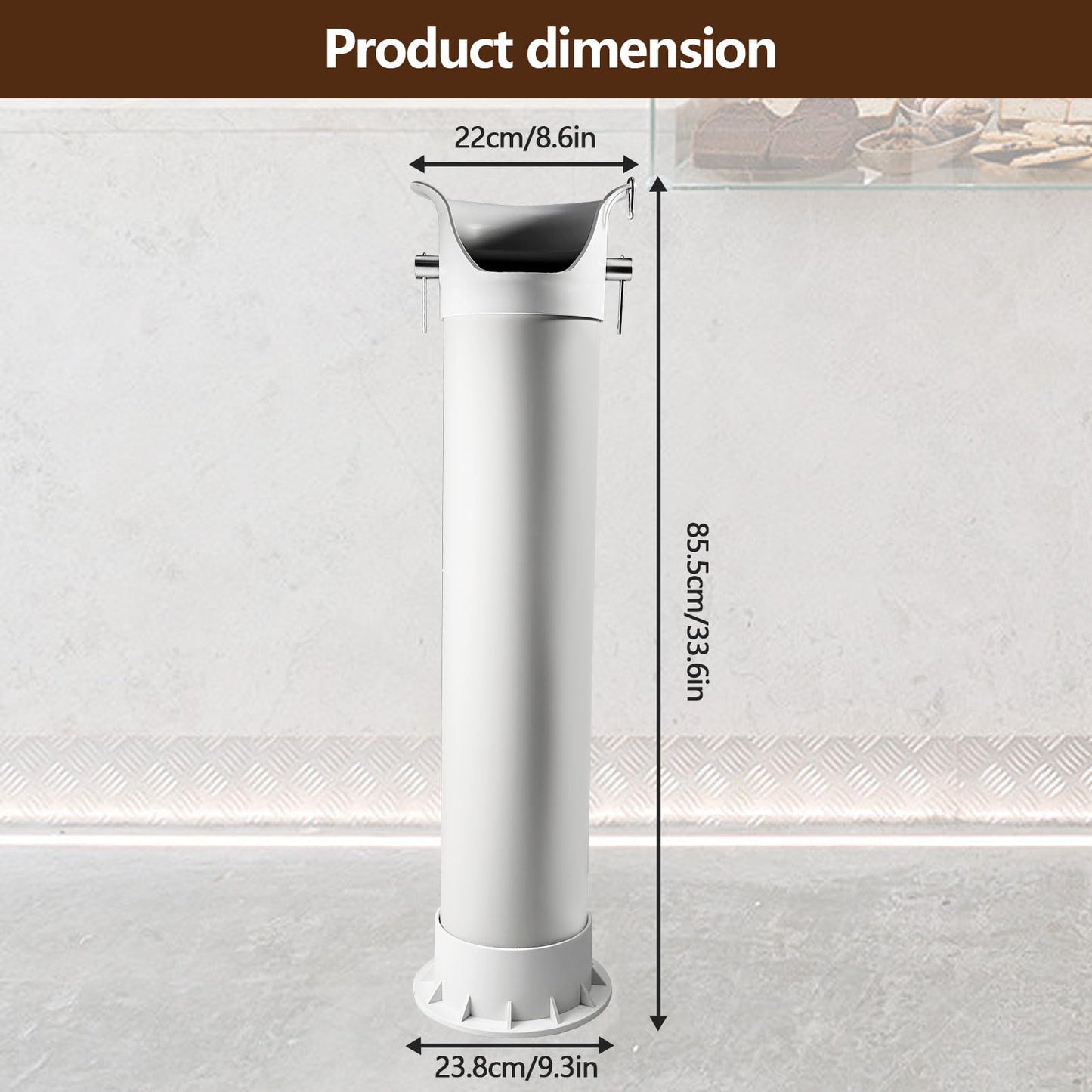 Gliery Knock Box for Espresso Grounds, Commercial Floor Standing Barista Style Absorbent Knockbox with Removable Non-Slip Base, Coffee Grind Collection Dump Bin,White