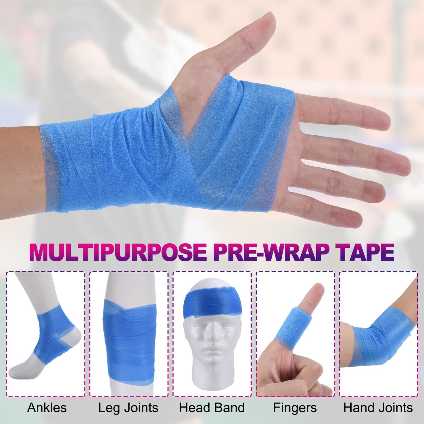 PATIKIL Foam Pre Wrap Athletic Tape 2.75 Inch x 30 Yards, 4 Rolls Non-Adhesive Prewrap Headbands for Hair Soccer Sport Wrists Elbows Knees Ankles, Dark Green
