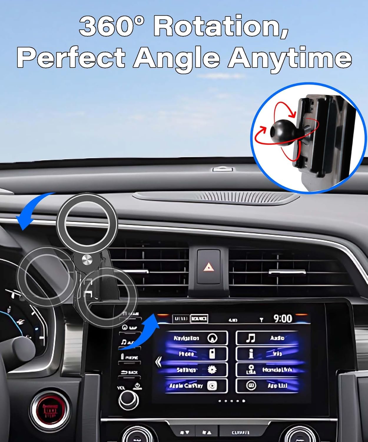 AbeeyGeomarn 2016-2021 5/7 Inch 360 Car Phone Holder for Honda Civic Accessories Apply to Touch Screen Fixed Clip