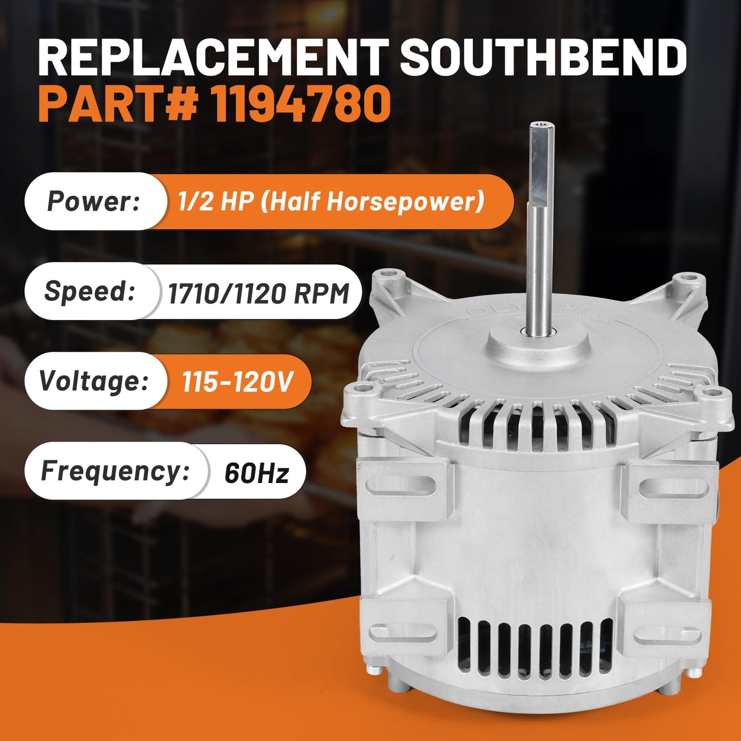 Dilomber 1/2 HP Convection Oven Motor Replacement for Southbend 1194780 Power Convection Ovens in Restaurants Bakeries and Other Commercial Kitchens, 115V Blower Motor