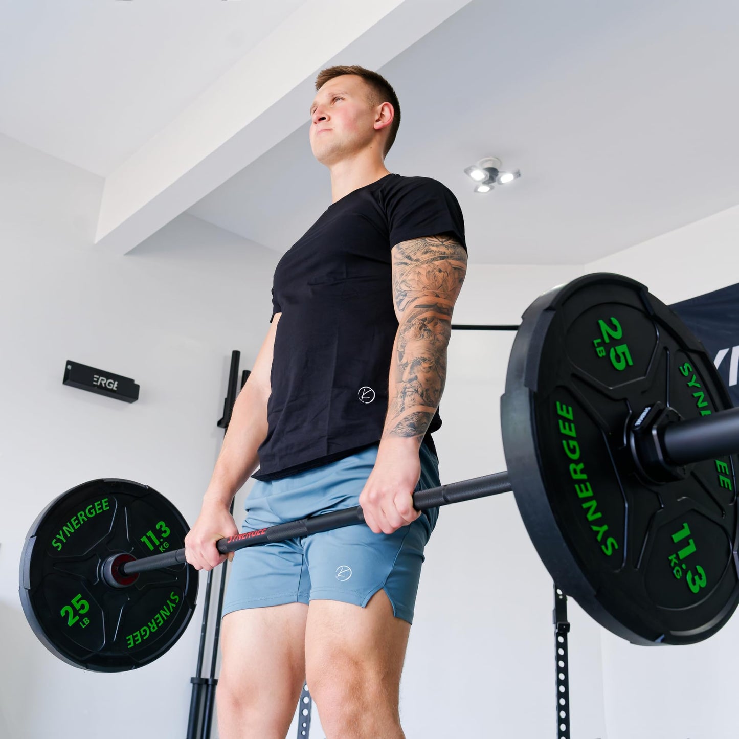 Synergee 45lb Rhino Power Bar Cerakote Finish Barbell. Rated 1500lbs for Powerlifting - Deadlift - Squat - Bench Bar