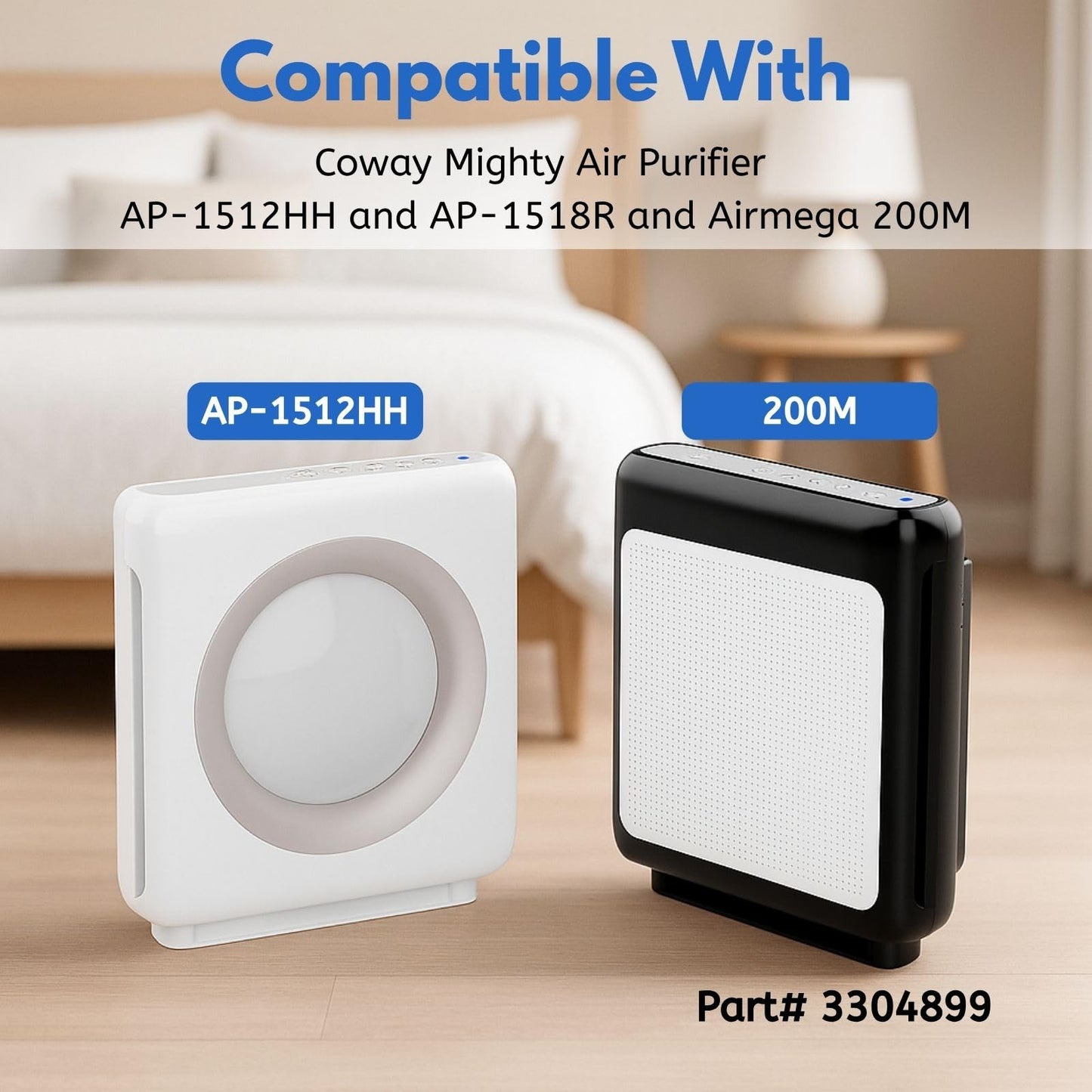 Nispira AP-1512HH Replacement Filter Compatible with Coway Airmega 200M Air Purifier AP-1518R Mighty Air (1) True HEPA (2) Activated Carbon 1 Set