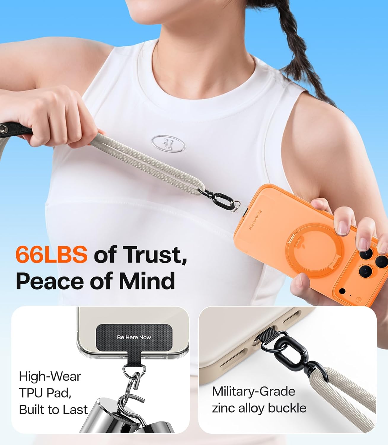 17 Max,Skin-Friendly,2 TORRAS Phone Lanyard with Hanging Loops, Adjustable Anti Theft Phone Strap Crossbody for iPhone