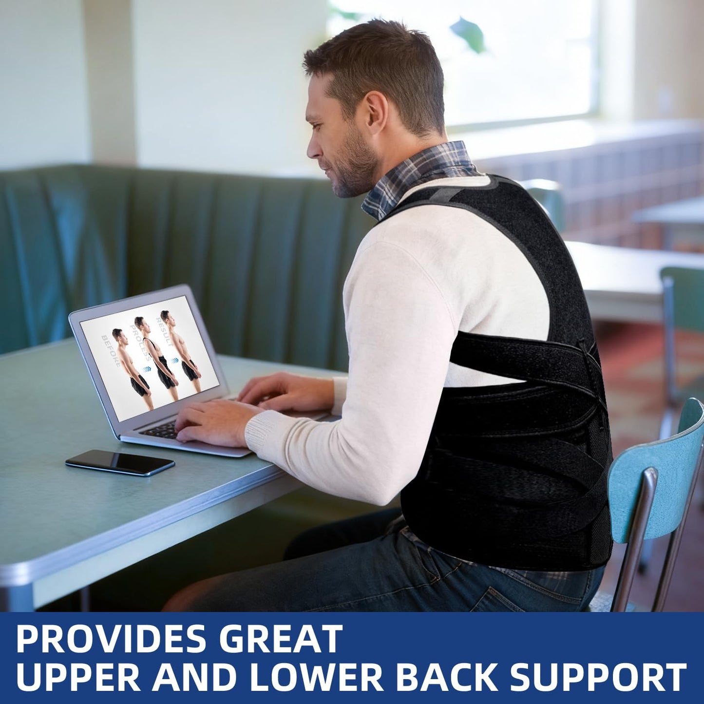 TEKOMVO Upgraded Posture Corrector for Women & Men, Back Brace for Upper/Lower Back Pain, Herniated Disc, Sciatica,Adjustable Support & Bionic Panel XL (38"-42")