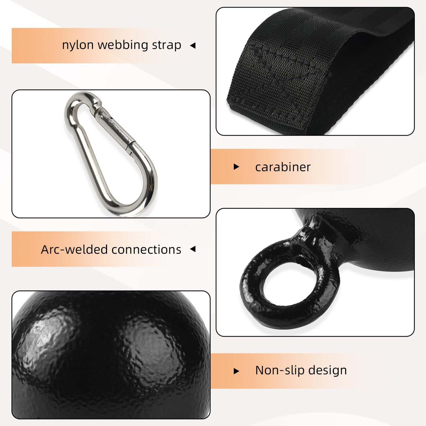 Solid Non-Slip Iron Cannonball Grips, 70 mm Pull Up Balls with 3 Length Hanging Straps and Carabiners, Grip Strength Trainer for Pull-Up Bar, Dead Hangs, Forearm and Hand Training Home & Gym Gear