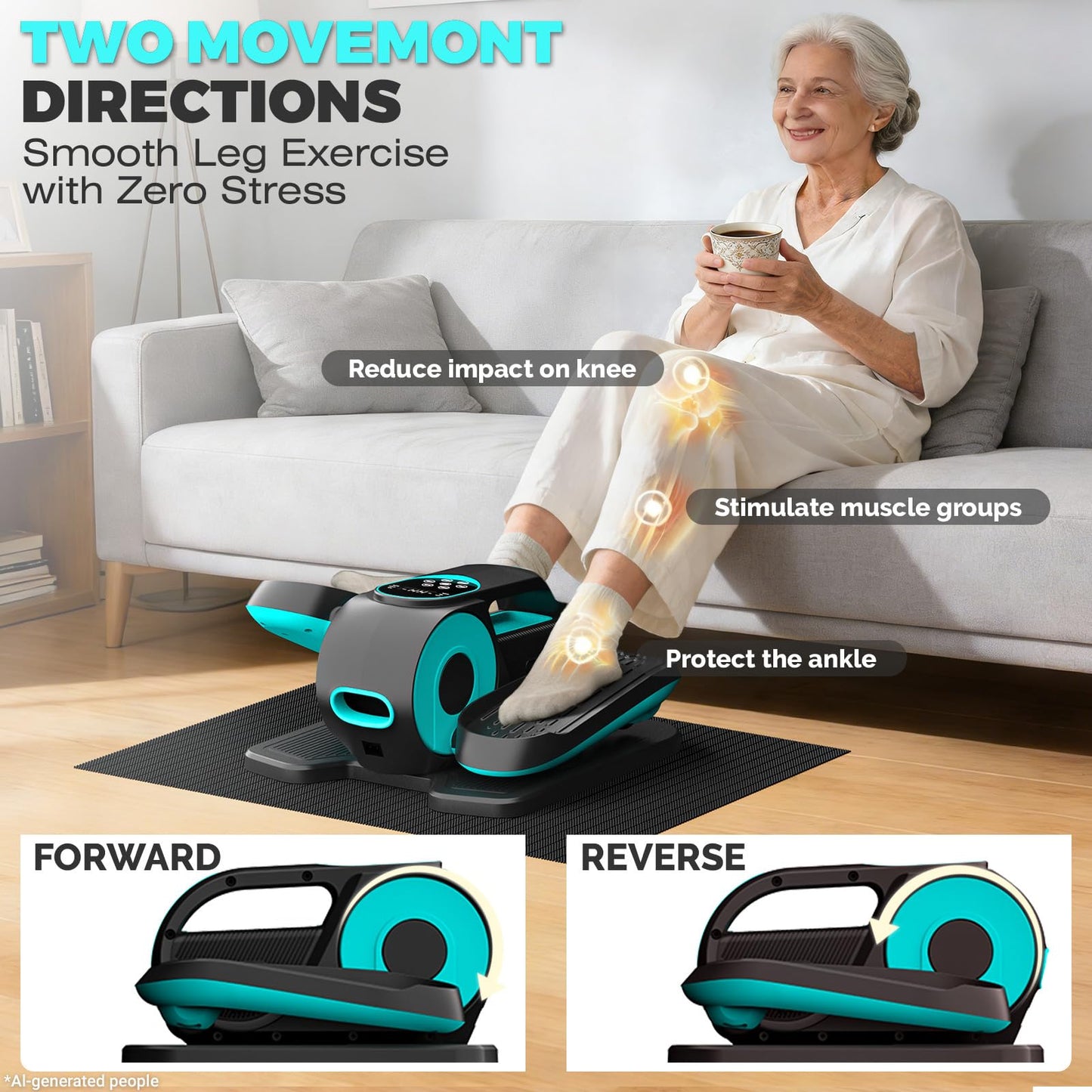 Wefely Under Desk Elliptical Machine, 12 Speeds Leg Exerciser as Seen on TV with RF Remote Control for Seniors, Auto & HR Mode Quiet Portable Seated Pedal Exerciser for Home and Office