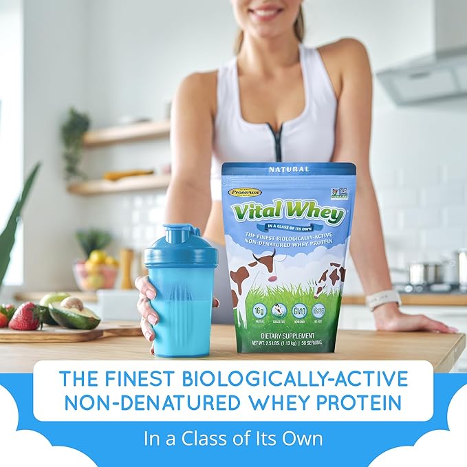 Grass-Fed Whey Protein Powder for Immune Vitality, Natural Vanilla 2.5lbs (56 Servings), 15g Protein Per Serve, Vital Whey, Clean Holistic, Wellness Nutrition