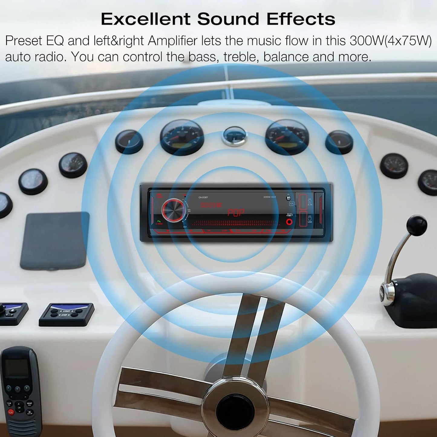 DOVOX USB/SD/AUX/MP3 2.1A Single Din Stereo Marine Radio: Bluetooth Car Audio Receivers with Digital LCD Display | FM
