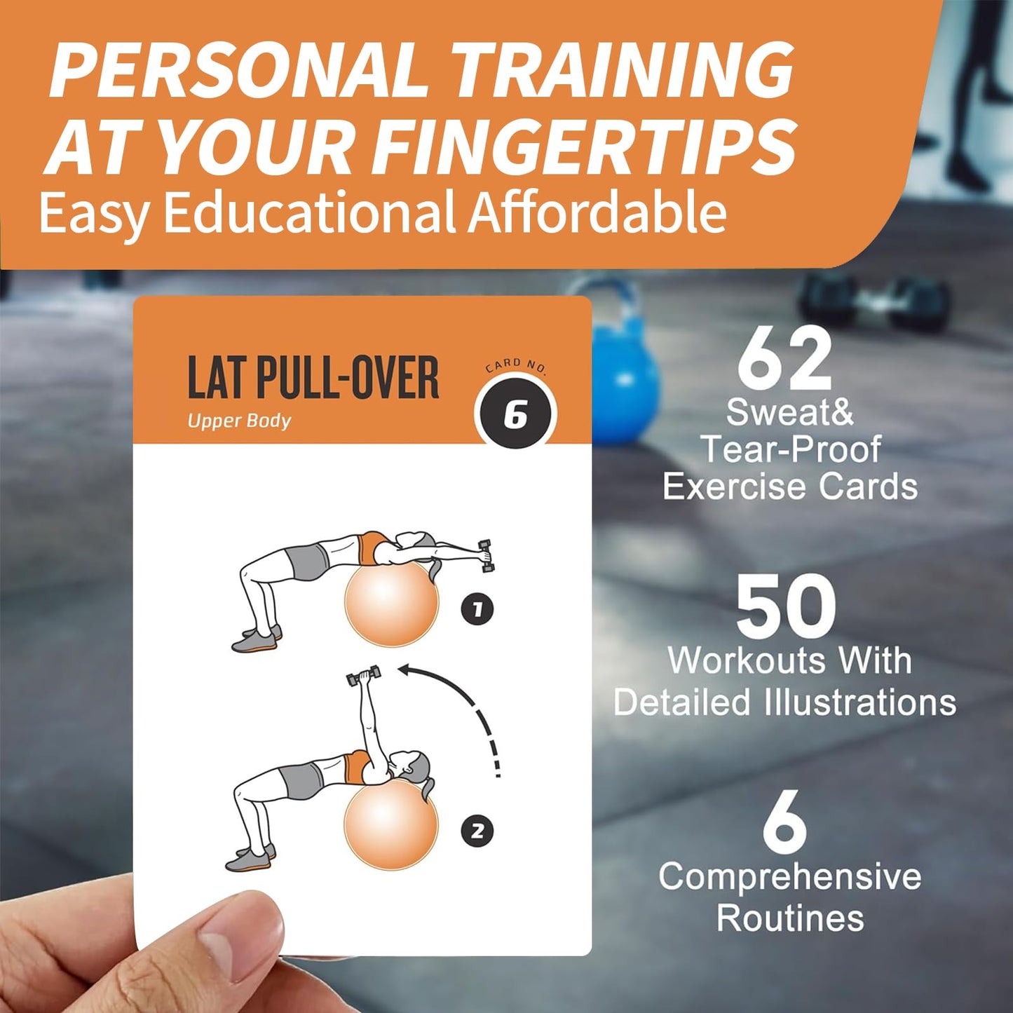 ELAORY Stability Ball Workout Cards, 62 Exercises Cards Deck Large Size 5" x 3.5" Fitness Cards for Women & Men, Beginner Fitness Guide to Training Exercises at Home or Gym